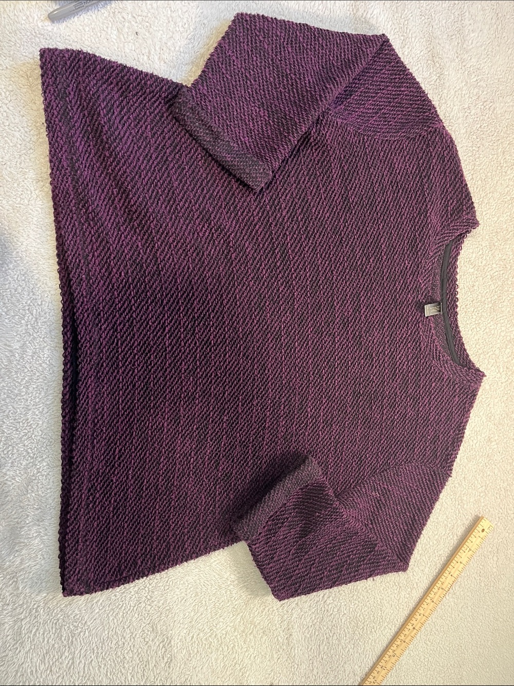 Denver Hayes Women's Textured Scoop Neck Sweater in Deep Plum A023